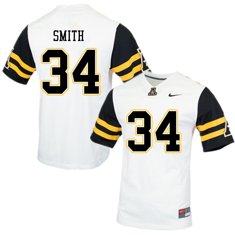 Men #34 Jahmir Smith Appalachian State Mountaineers College Football Jerseys Sale-White - Click Image to Close